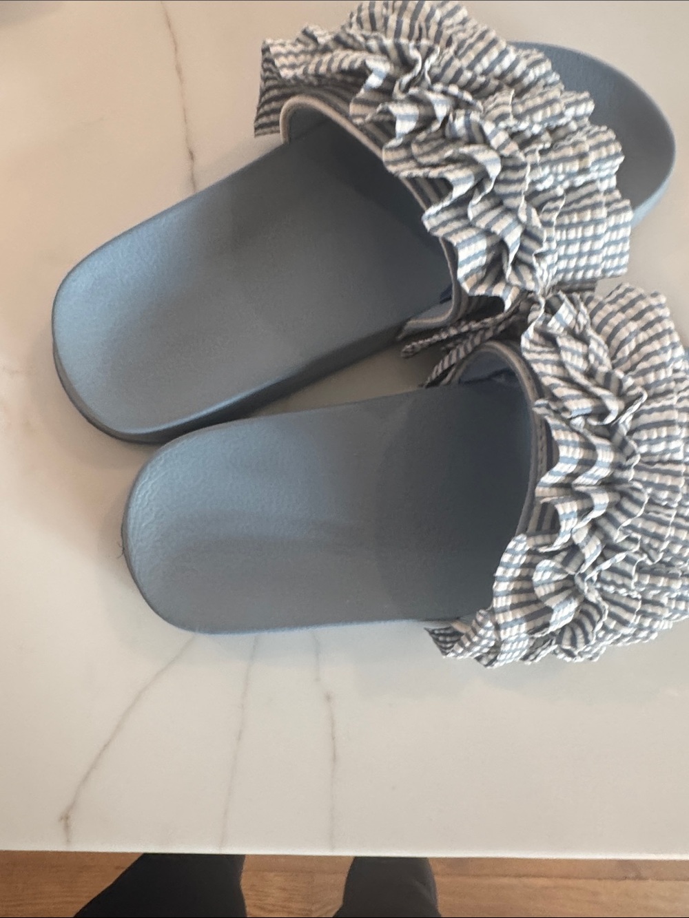 H&M Girls Blue Ruffle Slide Sandals - Picture 3 of 4